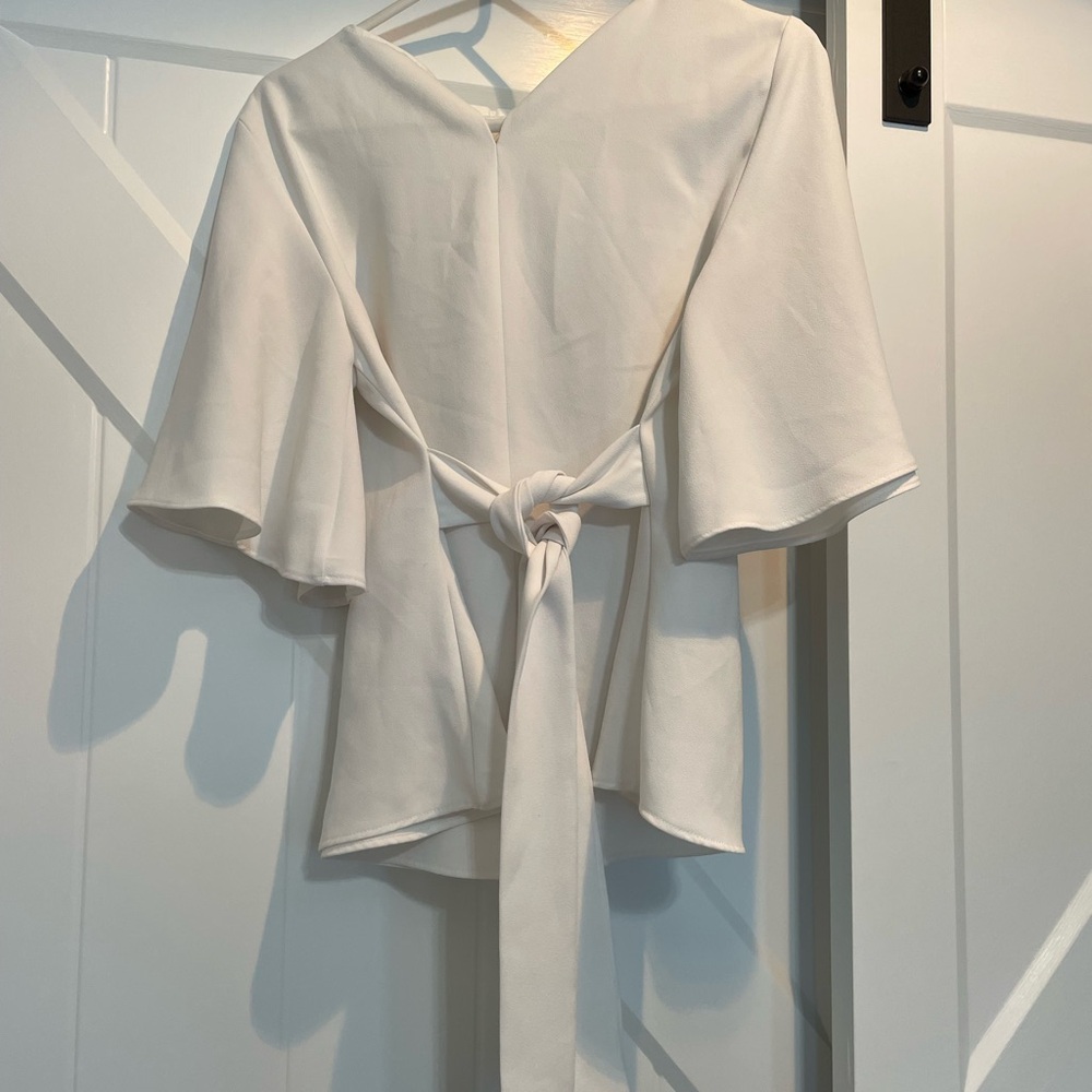 Elegant White Tie-Back Blouse